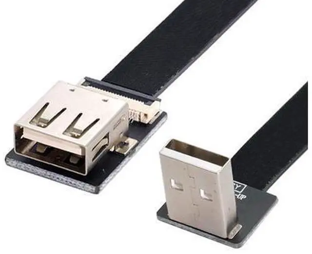 Main image of USB 2.0 Flat Cable USB 2.0 Male to Female 90 Degree UP Angled Data Transfer Charging Ribbon Flex Extension Cable Adapter 1.0M