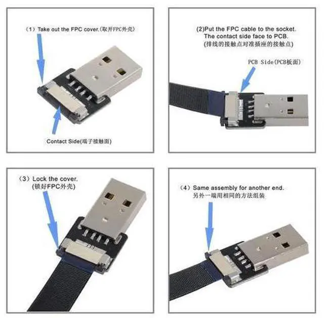 Alt view image 2 of 7 - USB 2.0 Flat Cable USB 2.0 Male to Female 90 Degree UP Angled Data Transfer Charging Ribbon Flex Extension Cable Adapter 1.0M