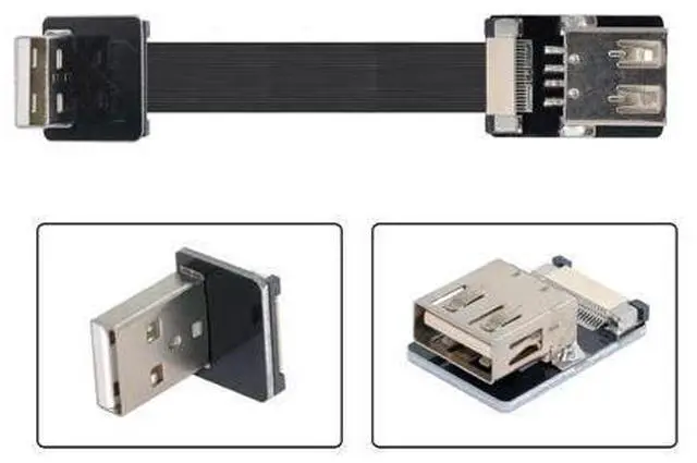 Alt view image 6 of 7 - USB 2.0 Flat Cable USB 2.0 Male to Female 90 Degree UP Angled Data Transfer Charging Ribbon Flex Extension Cable Adapter 1.0M