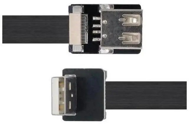 Alt view image 7 of 7 - USB 2.0 Flat Cable USB 2.0 Male to Female 90 Degree UP Angled Data Transfer Charging Ribbon Flex Extension Cable Adapter 1.0M