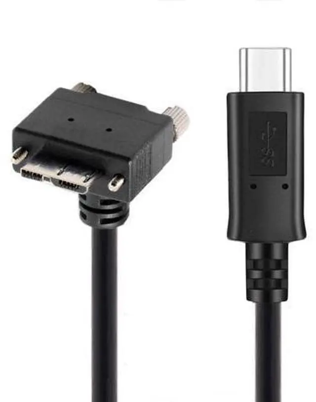 Main image of USB C to Micro USB 3.0 Data Cable 90 Degree Down Angled with Screw Mount 5Gbps