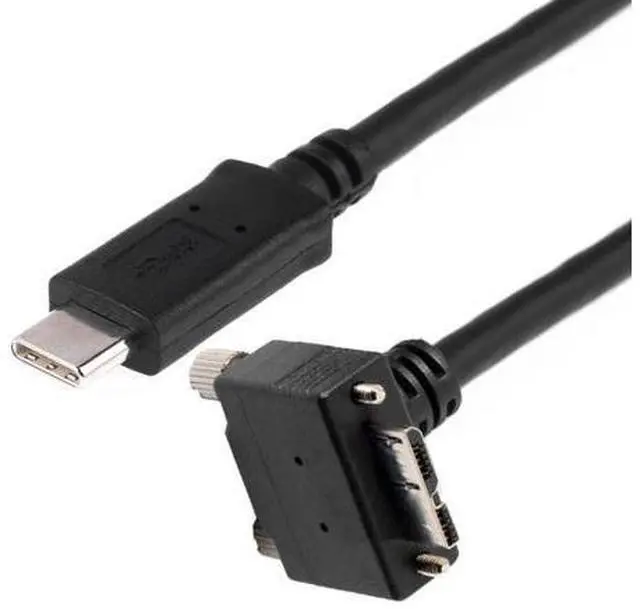 Alt view image 6 of 6 - USB C to Micro USB 3.0 Data Cable 90 Degree Down Angled with Screw Mount 5Gbps