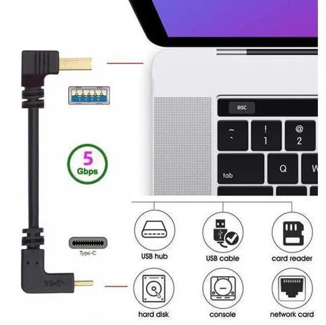 Alt view image 3 of 7 - USB C to USB 3.0 90 Degree UP Angled Data Extension Cable for Tablet Mobile Phone Hard Disk Drive