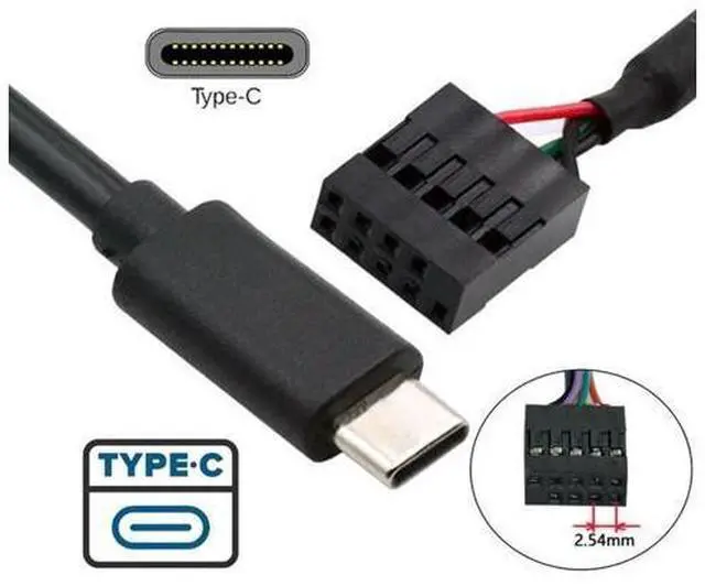 Alt view image 3 of 7 - USB 2.0 Front Panel Header 9/10Pin to USB C Male Mainboard Header Port Data Extension Cable Adapter 0.5M