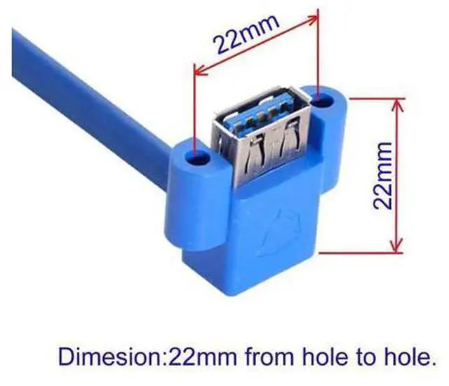 Alt view image 5 of 7 - USB 3.0 Front Panel Header 19/20Pin 1 Male to 2 USB 3.0 Female 90 Degree Angled Panel Port Extension Cable 0.5M with Panel Mount Holes