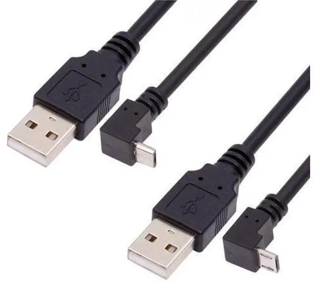 Main image of 2 Pack USB to Micro USB Cable,USB 2.0 Male to Micro USB 5Pin Male 90 Degree UP/Down Angled Charge Data Transfer Extension Cable 0.65FT/0.2M