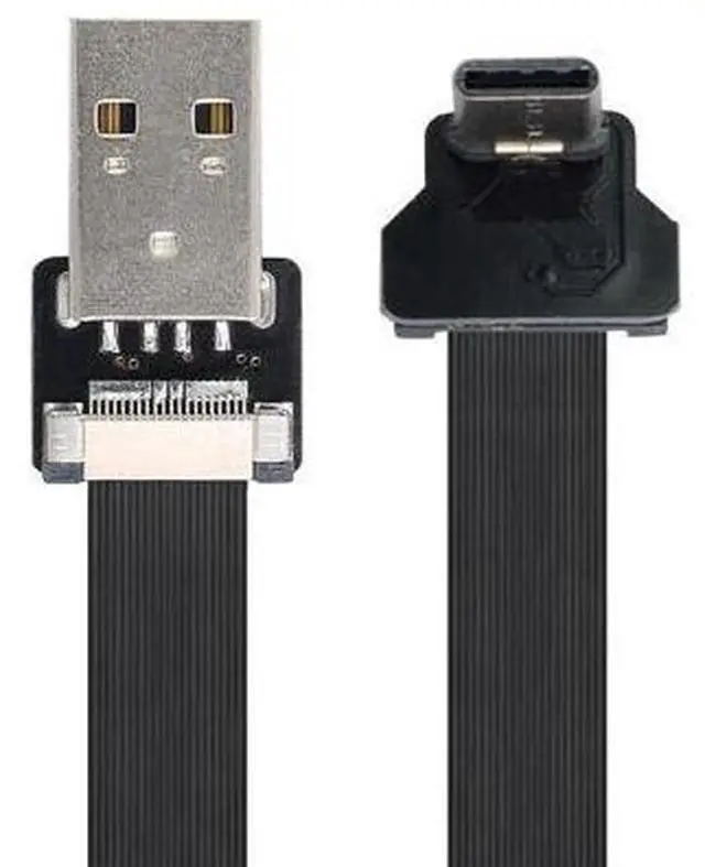 Alt view image 6 of 7 - USB C Flat Cable USB 2.0 Male to USB C Male 90 Degree UP Angled Data Transfer Charging Ribbon Flex Extension Cable Adapter 0.2M