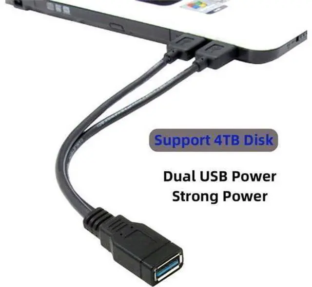 Alt view image 5 of 7 - USB 3.0 Splitter Y Cable USB 1 Female to 2 Male Extra Power Data Extension Cable for 2.5" Mobile Hard Disk