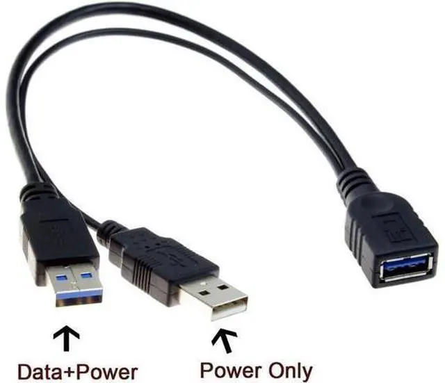 Alt view image 6 of 6 - USB 3.0 Female to Dual USB Male Extra Power Data Y Extension Cable for 2.5" Mobile Hard Disk Black Color