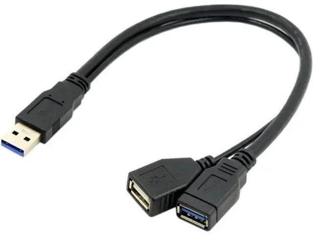Main image of USB 3.0 Splitter Y Cable USB 1 Male to 2 Female Extra Power Data Extension Cable for 2.5" Mobile Hard Disk