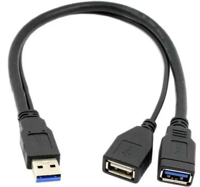 Alt view image 7 of 7 - USB 3.0 Splitter Y Cable USB 1 Male to 2 Female Extra Power Data Extension Cable for 2.5" Mobile Hard Disk