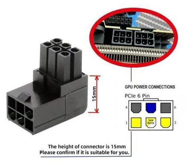 Alt view image 5 of 7 - 2 Pack ATX 6Pin 90 Degree Angled GPU Graphics Card Power Connector Adapter