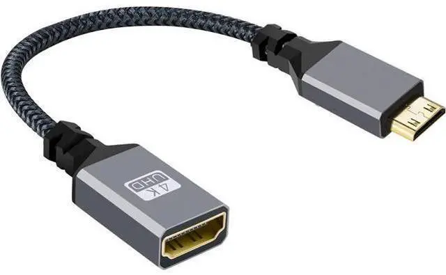 Alt view image 3 of 7 - CY Mini HDMI to HDMI Cable,Mini HDMI 1.4 Male to HDMI Female 4K Extension Cable for DV MP4 Camera DC Laptop
