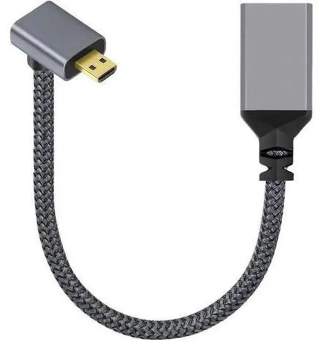 Alt view image 2 of 7 - CY Micro HDMI to HDMI Cable,Micro HDMI 1.4 Male to HDMI Female 4K Extension Cable 90 Degree Down Angled