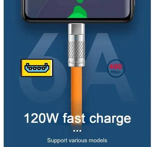 Alt view image 2 of 7 - USB to Micro USB Cable,USB 2.0 Male to Micro USB 5Pin Male Liquid Silicone Ultra Soft 120W Power Fast Charge Data Transfer Extension Cable 1.0M