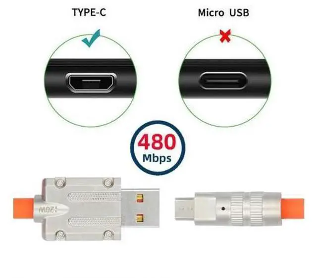 Alt view image 4 of 7 - USB to Micro USB Cable,USB 2.0 Male to Micro USB 5Pin Male Liquid Silicone Ultra Soft 120W Power Fast Charge Data Transfer Extension Cable 1.0M