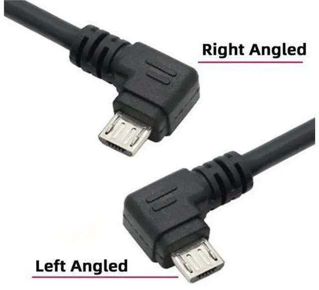 Alt view image 7 of 7 - 2 Pack USB to Micro USB Cable,USB 2.0 Male to Micro USB 5Pin Male Charge Data Transfer 90 Degree Left/Right Angled Extension Cable 0.32FT/0.1M