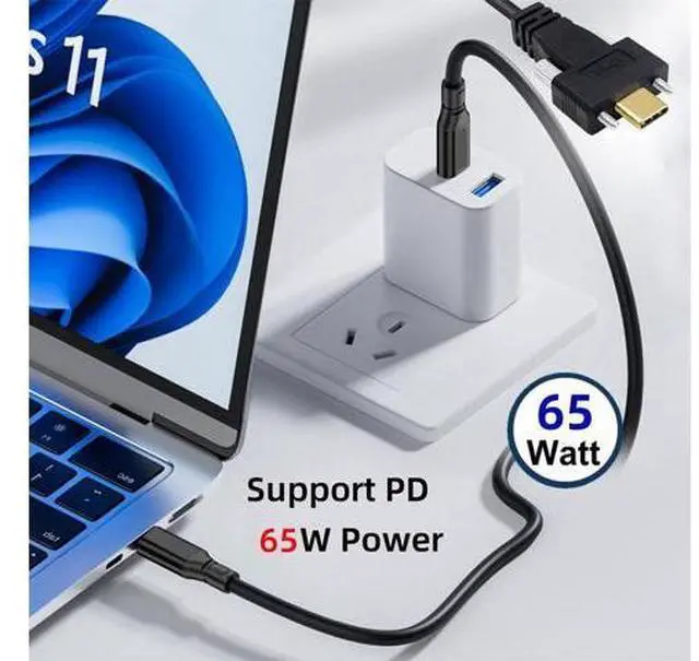 Alt view image 3 of 7 - USB C to C Cable,USB C Male to Male Fast Charging Data Transfer Extension Cable with Dual Screws