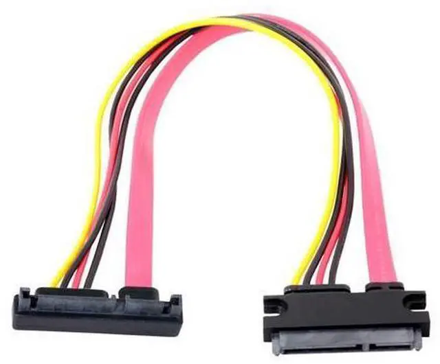 Main image of Down Angled SATA III 3.0 7+15 22 Pin SATA Male to Female Data Power Extension Cable 30cm