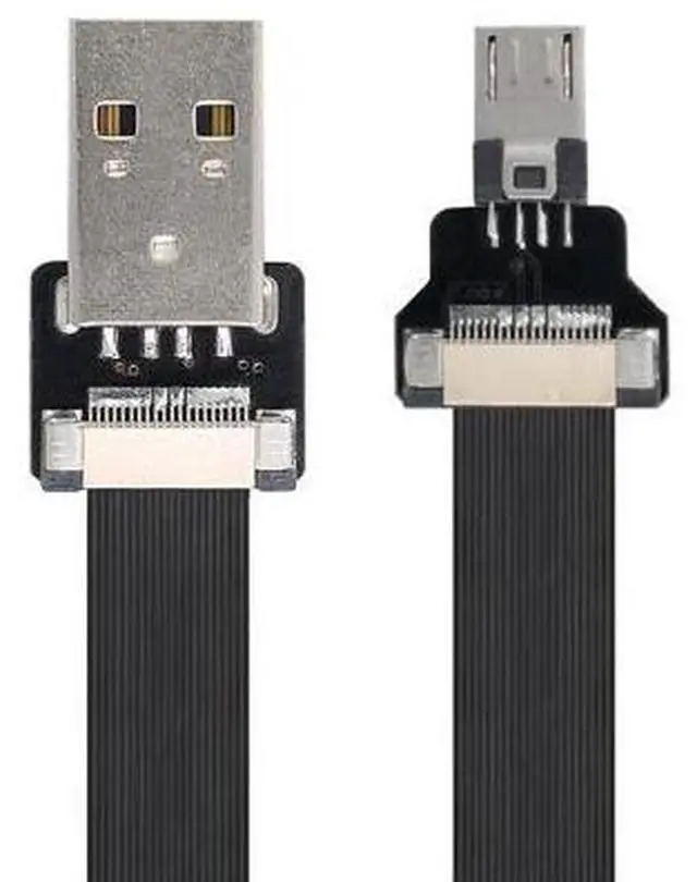 Alt view image 6 of 7 - Micro USB Flat Cable USB 2.0 Male to Micro USB Male Ribbon Flex Extension Cable Adapter 0.5M