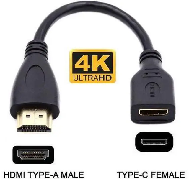 Alt view image 2 of 6 - CY Mini HDMI Cable,Mini HDMI Type C Female to HDMI Type A Male Extension Cable for Camera HDTV 4K 1080P 15cm