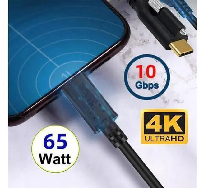 Alt view image 2 of 7 - USB C to C Cable,USB C Male to Male Fast Charging Data Transfer Extension Cable with Screws