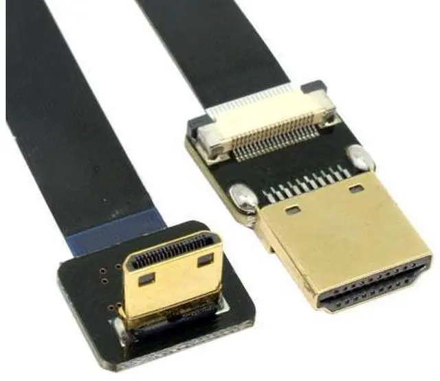 Main image of FPV Mini HDMI Male to HDMI Male FPC Flat Cable 50cm 90 Degree Down Angled for FPV HDTV Multicopter Aerial Photography