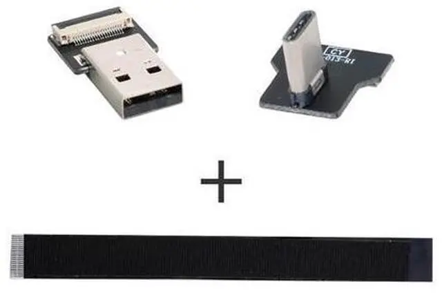 Alt view image 5 of 7 - USB C Flat Cable USB 2.0 Male to USB C Male 90 Degree Right Angled Ribbon Flex Extension Cable Adapter 2.0M