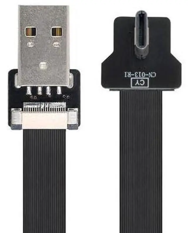 Alt view image 6 of 7 - USB C Flat Cable USB 2.0 Male to USB C Male 90 Degree Right Angled Ribbon Flex Extension Cable Adapter 2.0M