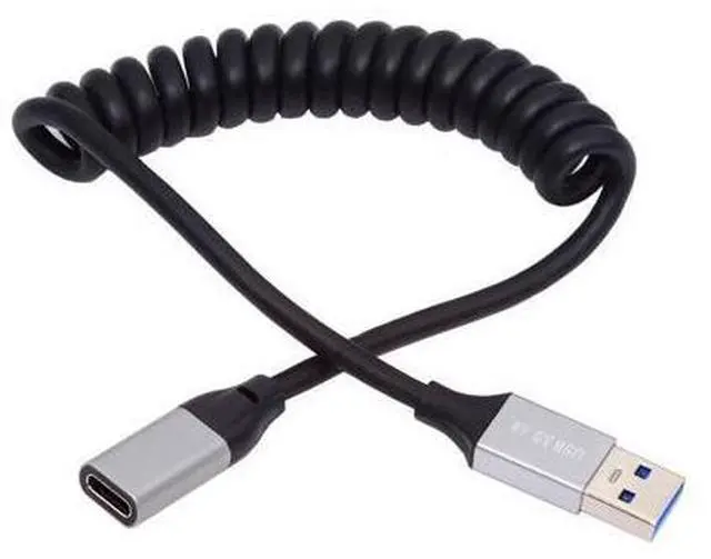 Main image of Cable USB 3.0 Type-A Male to USB-C Type-C Female Stretch Coiled Cable 100cm Extension 5Gbps for Disk Phone Camera Data