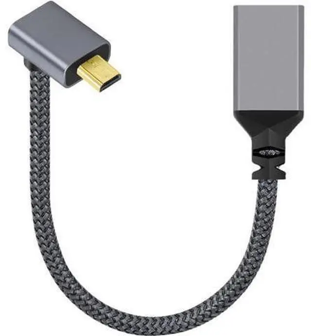 Alt view image 2 of 7 - CY Micro HDMI to HDMI Cable,Micro HDMI 1.4 Male to HDMI Female 4K Extension Cable 90 Degree UP Angled