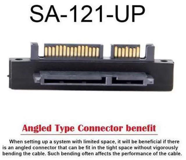Alt view image 3 of 7 - 90 Degree Up Angled SATA 22Pin 7+15 Male to SATA 22Pin Female Extension Convertor Adapter