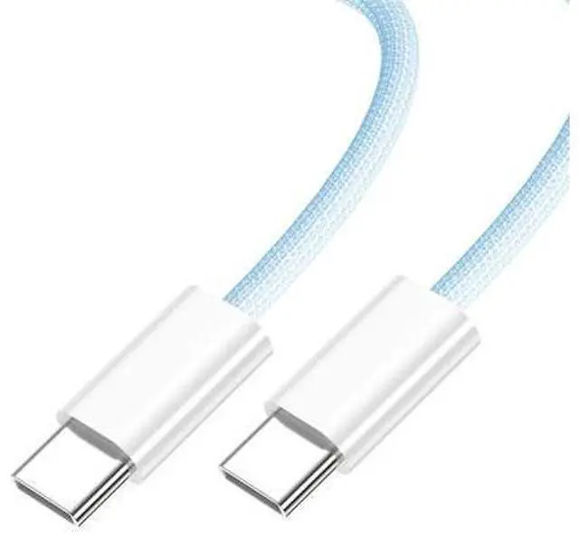 Main image of USB C Nylon Braided Cable USB C Male to Male 480Mbps Data Transfer PD 27W/65W Fast Charging Cable Blue 6.56FT/2.0M