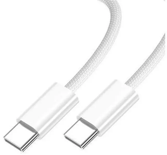 Main image of USB C to C Nylon Braided Cable USB C PD 27W 65W 480Mbps Data Charger Cable White for Phone & Tablet & Laptop 2.0M