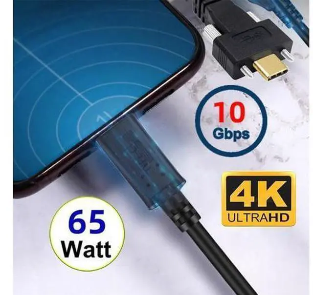 Alt view image 2 of 7 - USB C to C Cable,USB C Male to Male Fast Charging Data Transfer Extension Cable with Dual Screws