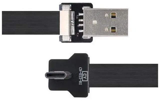Alt view image 7 of 7 - USB C Flat Cable USB 2.0 Male to USB C Male 90 Degree Right Angled Ribbon Flex Extension Cable Adapter 2.0M