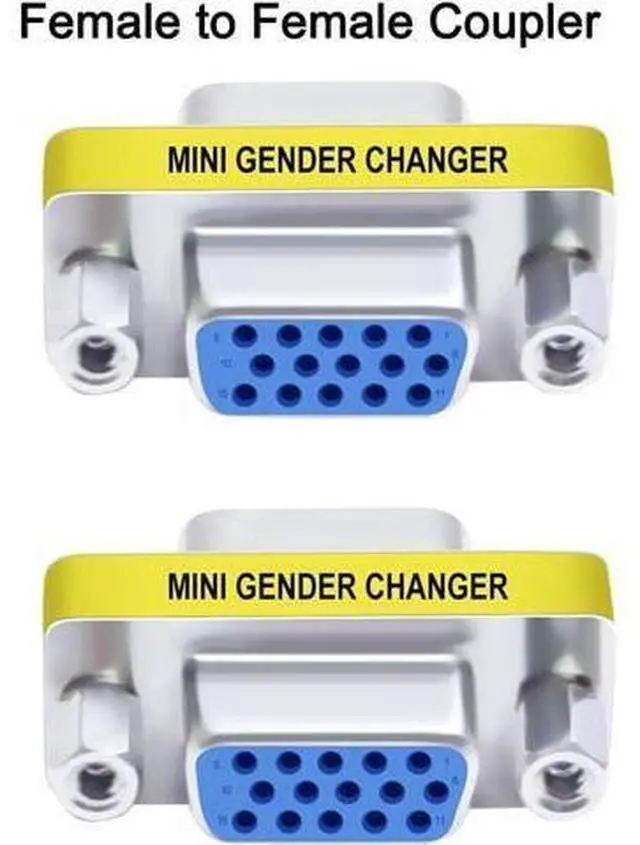 Alt view image 2 of 7 - DTECH 3-Pack VGA Connector Female to Female Gender Changer Male to Female Adapter, Male to Male Coupler