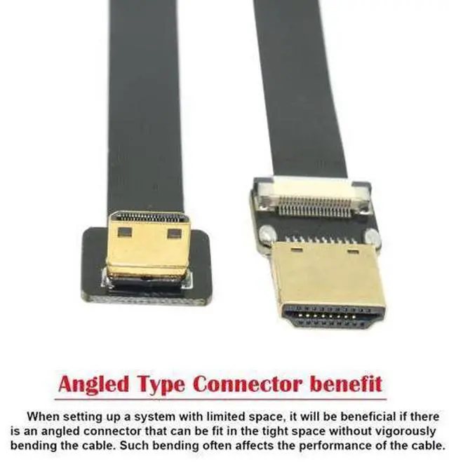 Alt view image 4 of 7 - FPV Mini HDMI Male to HDMI Male FPC Flat Cable 50cm 90 Degree Down Angled for FPV HDTV Multicopter Aerial Photography
