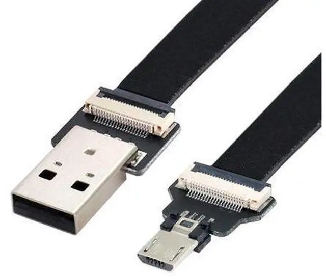 Main image of Micro USB Flat Cable USB 2.0 Male to Micro USB Male Ribbon Flex Extension Cable Adapter 0.5M