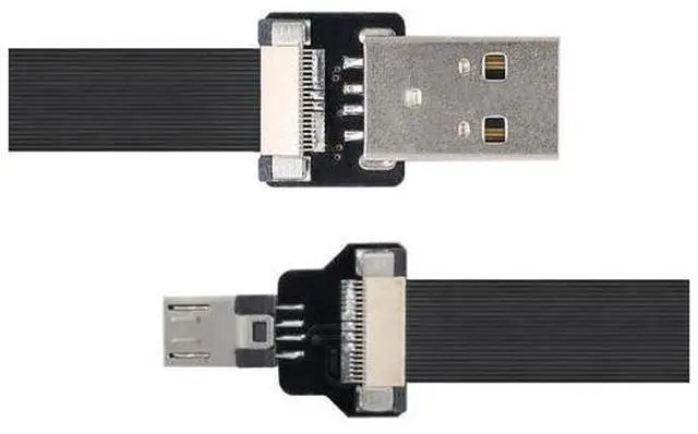 Alt view image 7 of 7 - Micro USB Flat Cable USB 2.0 Male to Micro USB Male Ribbon Flex Extension Cable Adapter 0.5M