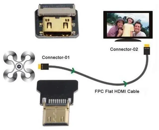 Alt view image 3 of 6 - Mini HDMI to Mini HDMI Cable CYFPV 20cm Male to Female Extension FPC Flat Cable 1080P for FPV HDTV Multicopter Aerial Photography