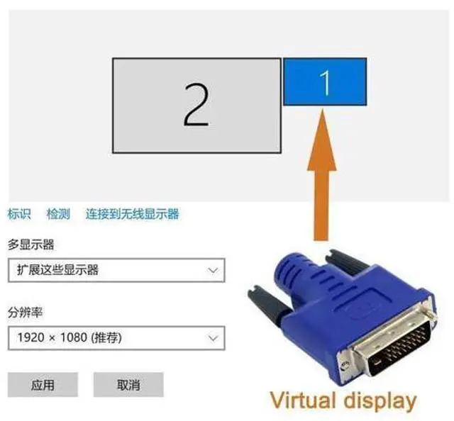 Alt view image 2 of 7 - DVI Virtual Display Adapter DVI DDC EDID Dummy Plug Headless Ghost Display Emulator 2560x1600p@60Hz