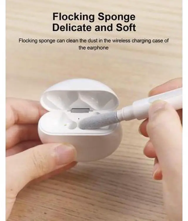 Alt view image 3 of 7 - Cleaning Pen for Airpods Pro 1 2 3 Multi-Function Cleaner Kits Soft Brush for Bluetooth Earphones Case Cleaning Tools for iPhone 16 15 Pro Max LEGO Camera Lens (White)