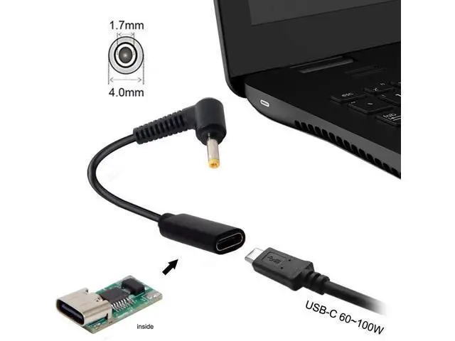 Alt view image 2 of 7 - USB C to DC 20V 4.0x1.7mm PD 65W Charge Cable for Laptop
