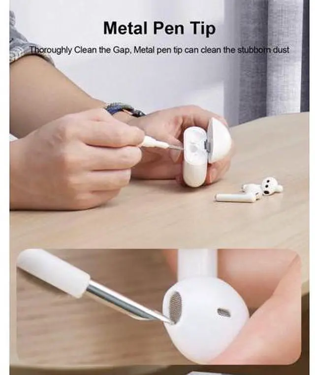 Alt view image 5 of 7 - Cleaning Pen for Airpods Pro 1 2 3 Multi-Function Cleaner Kits Soft Brush for Bluetooth Earphones Case Cleaning Tools for iPhone 16 15 Pro Max LEGO Camera Lens (White)
