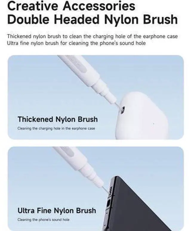 Alt view image 6 of 7 - Cleaning Pen for Airpods Pro 1 2 3 Multi-Function Cleaner Kits Soft Brush for Bluetooth Earphones Case Cleaning Tools for iPhone 16 15 Pro Max LEGO Camera Lens (White)