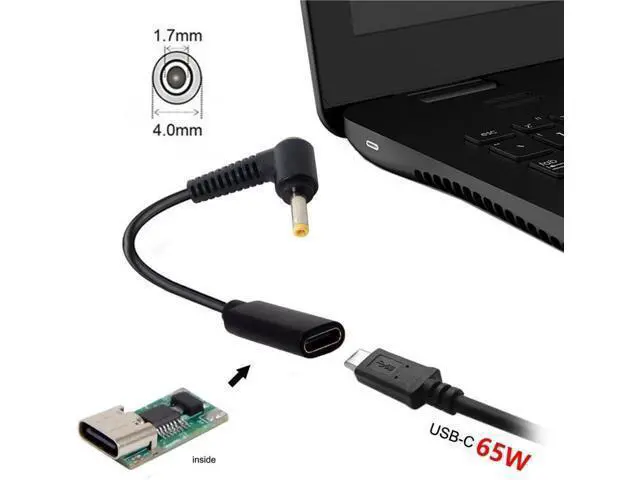 Alt view image 4 of 7 - USB C to DC 20V 4.0x1.7mm PD 65W Charge Cable for Laptop