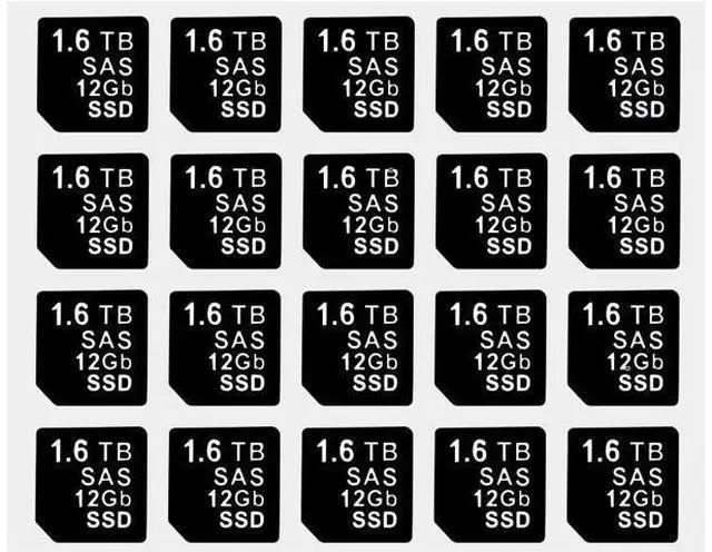 Main image of 20PCS Capacity Sticker Label for Hard Drive Tray Caddy DXD9H 0DXD9H X7K8W 0X7K8W, Compatible for D-ELL PowerEdge 16th-14th Gen r740 r640 r440 r340 r750 r650 r550 r760 r660 r6625, 1.6TB, SAS, 12GB, SSD