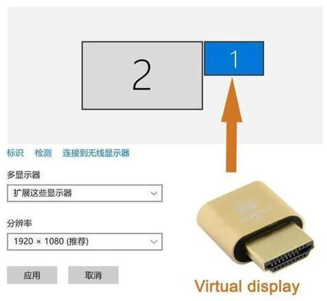 Alt view image 2 of 7 - CY HDMI Virtual Display Adapter HDMI 1.4 DDC EDID Dummy Plug Headless Ghost Display Emulator 1920x1080p@60Hz