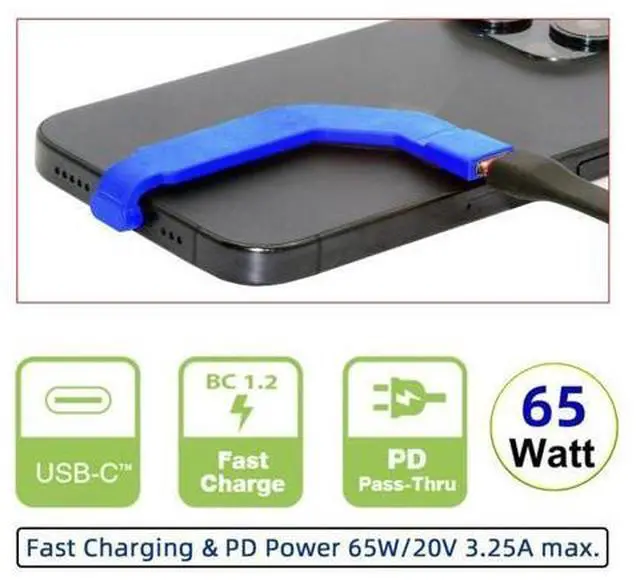 Alt view image 2 of 7 - 2.76 Inch USB C Short Flat Cable,USB 2.0 Type C Male to Female 90 Degree Angled PD 65W Fast Charge Data Extension Cable Blue